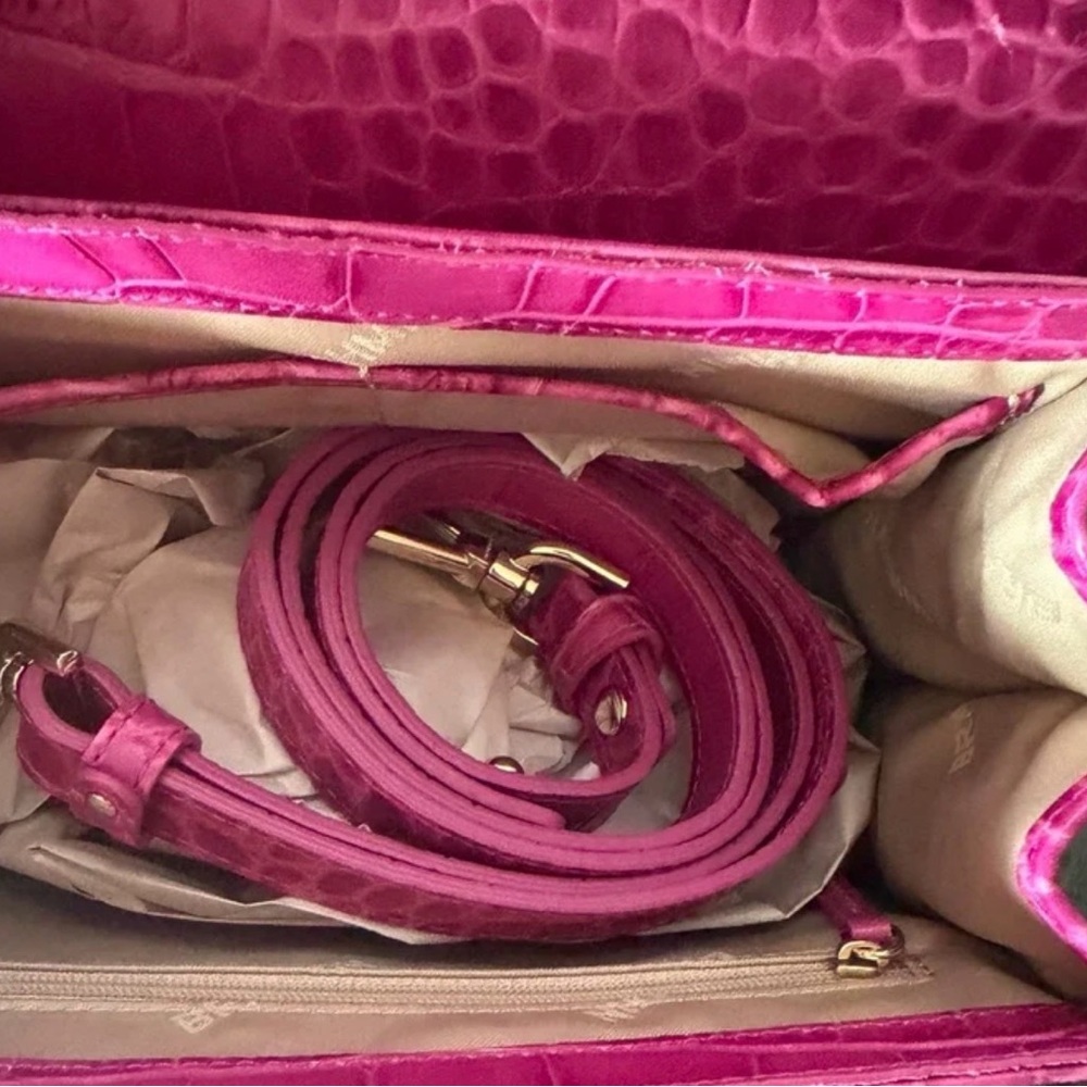 Brahmin Small Hallie Satchel Empower Tangsi Pink Leather BCA $365 - Picture 10 of 16